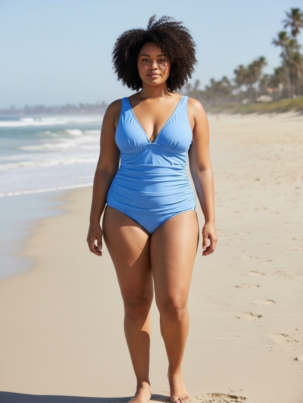 J. Crew Blue V-Neck Rouched Women’s One-Piece Swimsuit Blue Sz 16 Long Torso